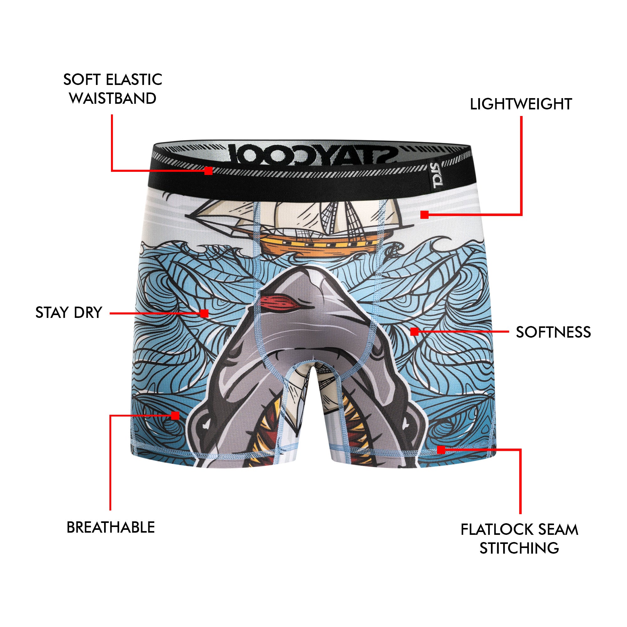 BOXER BRIEF SUPPLECOOL - SHARK ATTACK